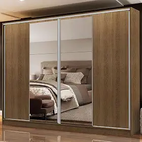 Guarda-roupa Casal Madesa Apolo 4 Portas de Correr com Espelho
