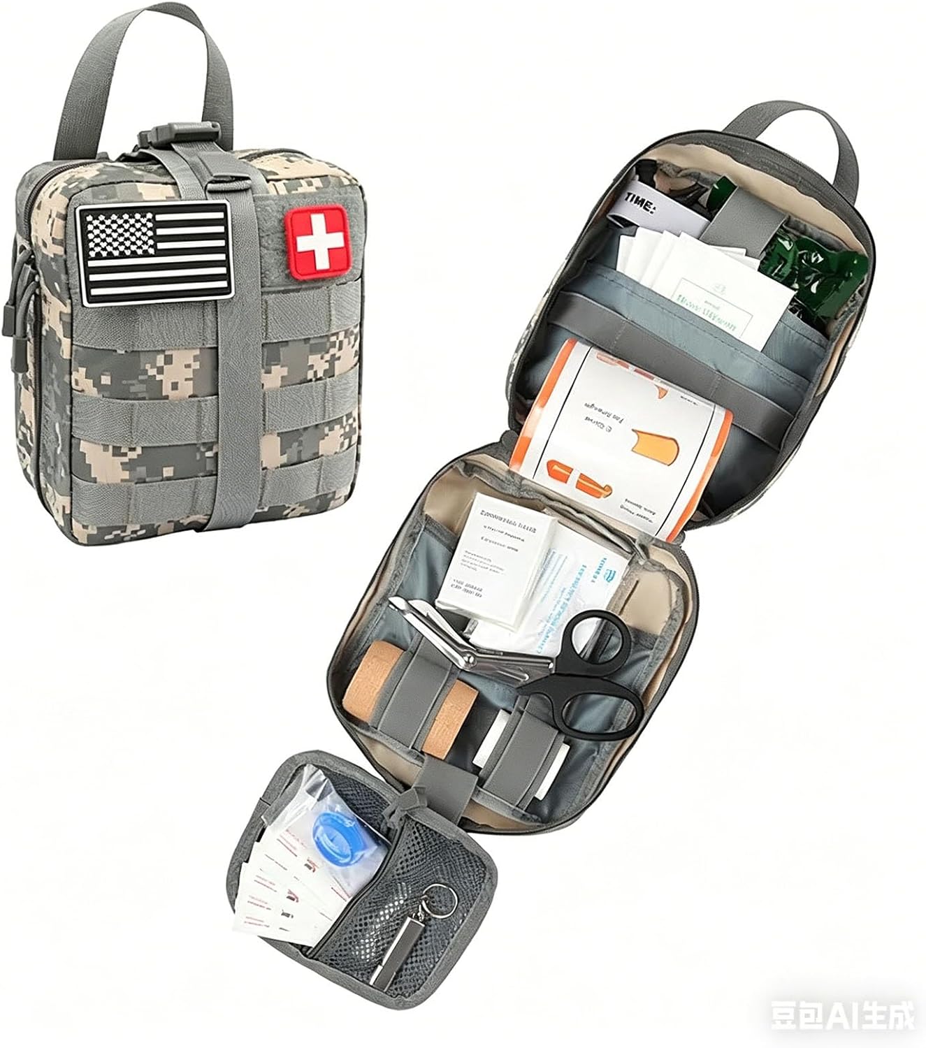 First Aid Kit IFAK Pouch, Tactical Med Emergency Trauma Bag with Tourniquet Israeli Bandage, Splint,Outdoor Camping Emergency Kits for Camping Boat Hunting Hiking