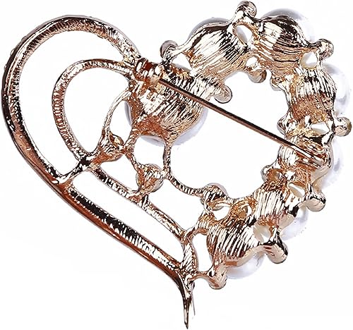 Miniatura 5 de Journey Studio - Broche de corazón con diamantes de imitación de perlas de diamantes de imitación broche de bufanda de corazón para mujer accesorios