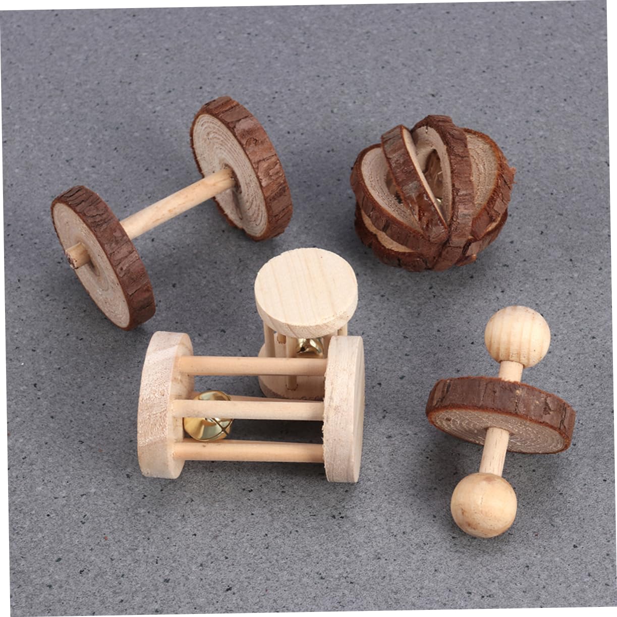 SUPVOX 18piezas Juguetes De Madera para Mascotas Pequeñas De Juguetes Masticables Naturales para Hámsters Conejos y Loros Cuidado y Entretenimiento para Roedores y Aves Varios Estilos