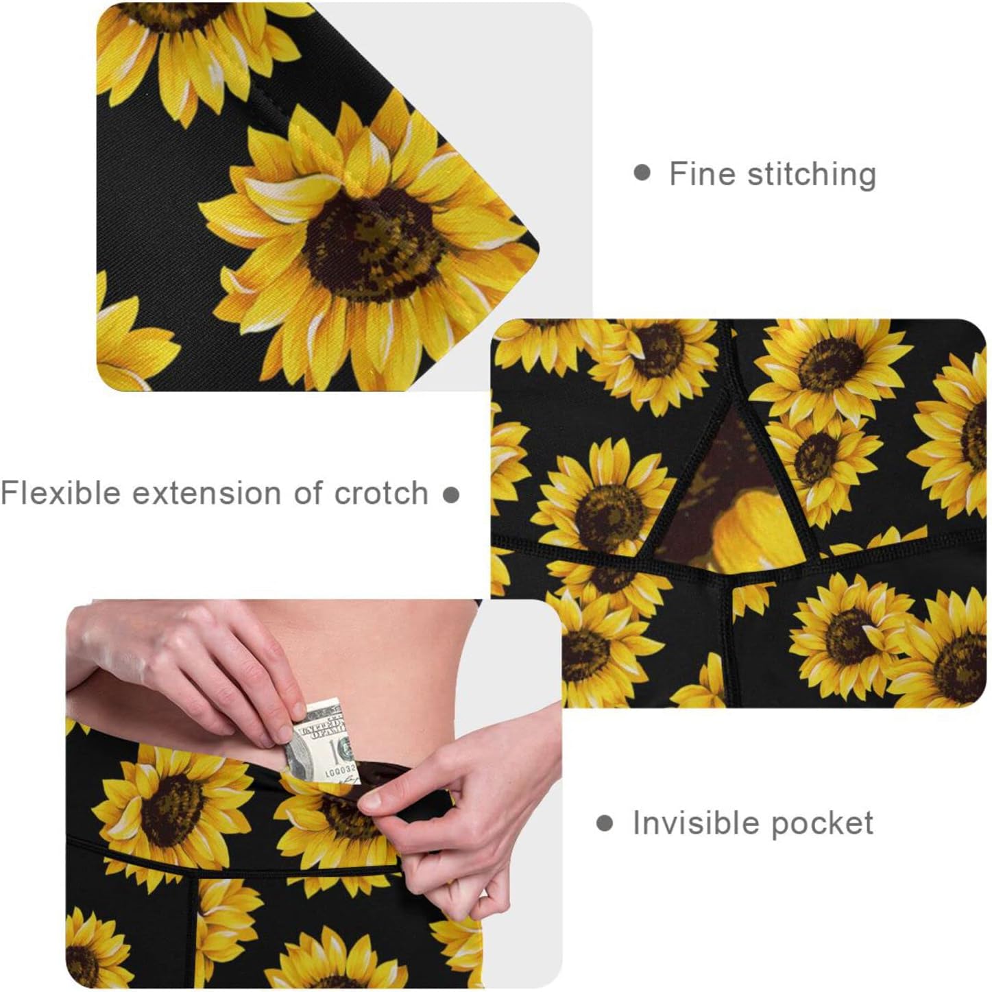 visesunny Floral High Waisted Yoga Capris Leggings with Pockets for Women Workout Fitness Running Pants