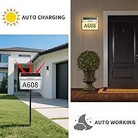 Vista 3 de Números solares de casa para exteriores con luz solar, señal de dirección de casa, impermeable, 3 modos de iluminación de color, placa de dirección