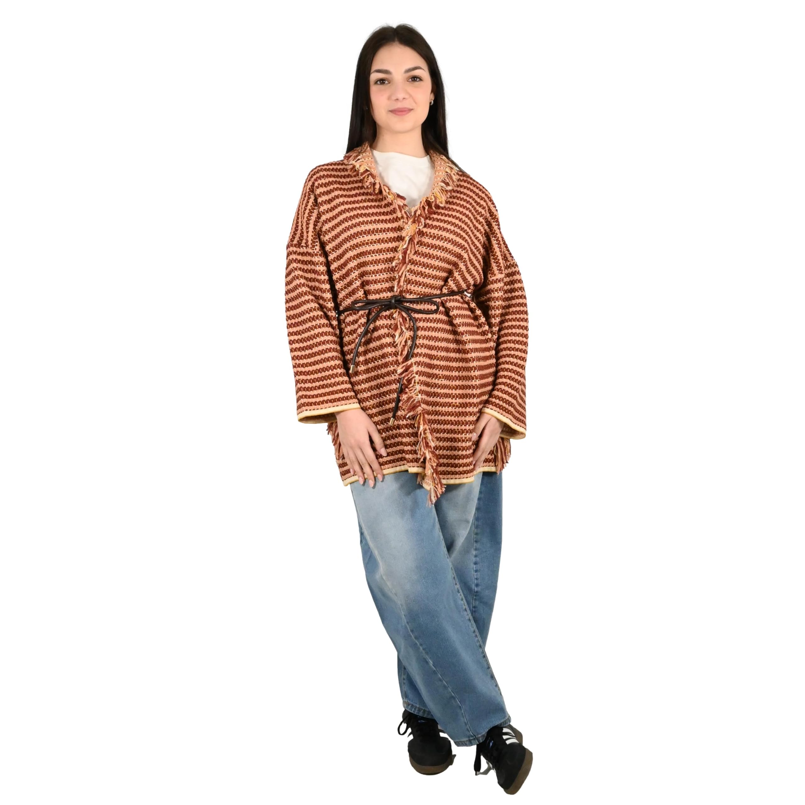 Kontatto maglia donna senape ecru terra nude 3M1581C
