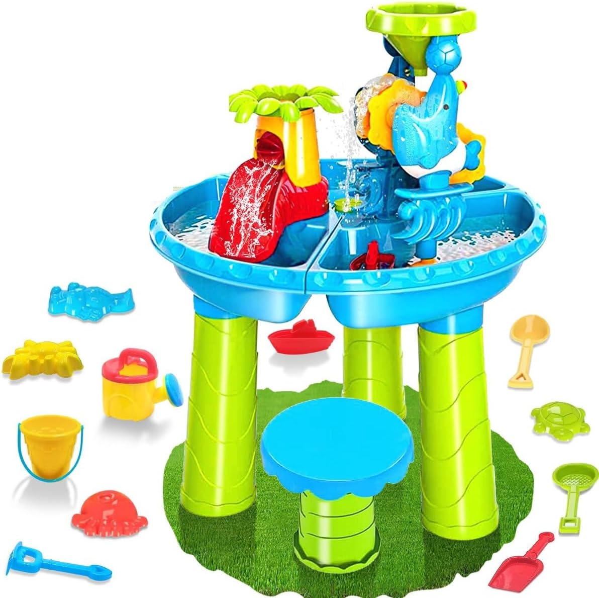 PASUNYチェア付きビーチセット、ウォーターパーク、アウトドア、楽しい、子供、誕生日プレゼント、おめでとう (丸い水遊び用ビーチテ