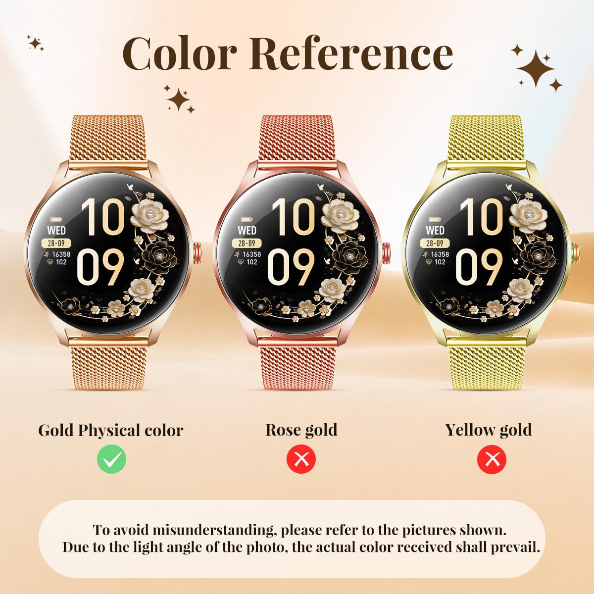 Montre Connectée Femme Sport Smartwatch: 1.27'' Ronde Montres Intelligente avec Appel Bluetooth Sante Moniteur de Sommeil Fonction Féminine SpO2 Etanche IP68 Podomètre Fitness Tracker pour Android iOS