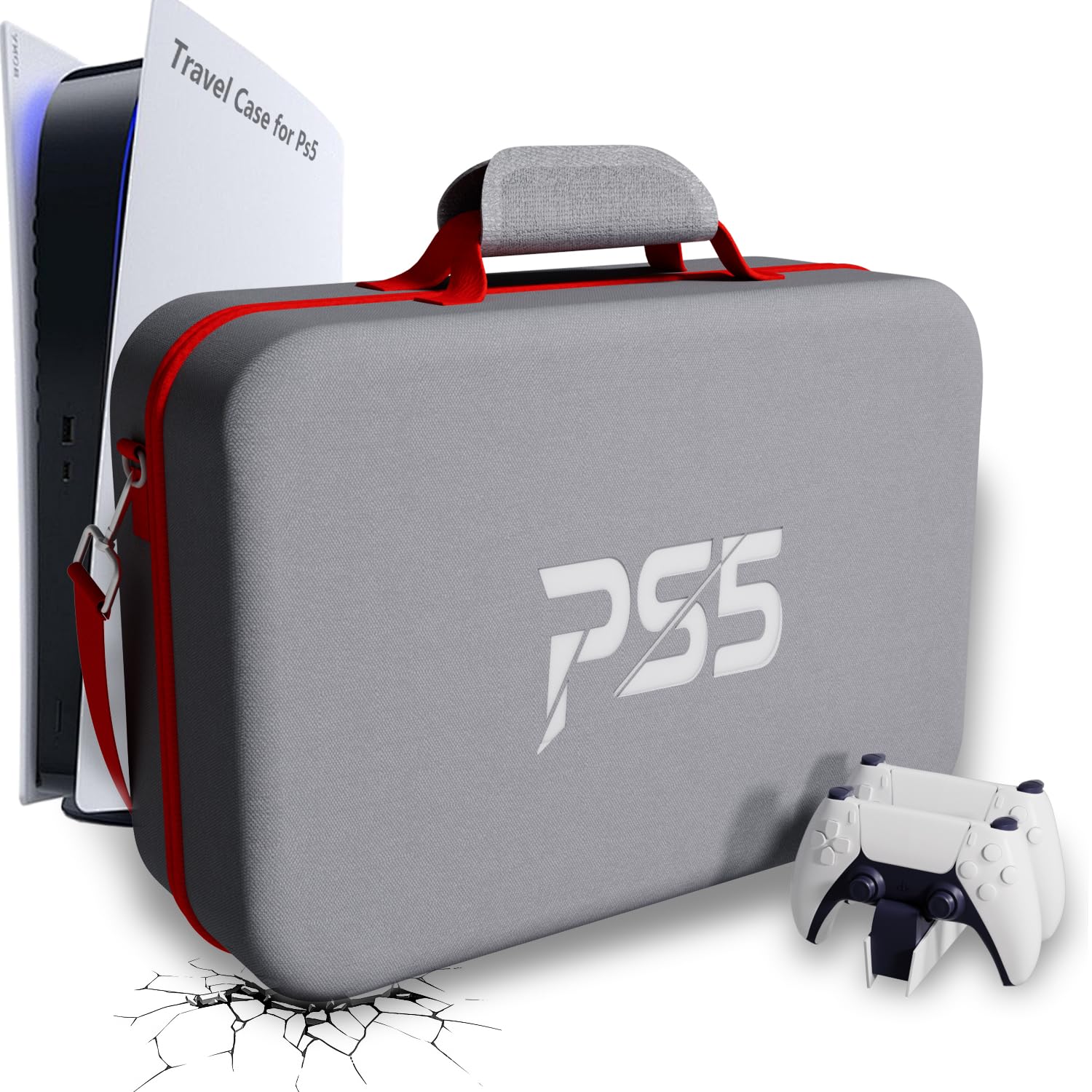 MOCADIA Travel Case for Ps5 , Hard Shell Carrying Case for Ps5 Playstation Disc Digital Edition,Portable Travel Bag Compatible Console Controllers Headset And Ps5 Gaming Accessories