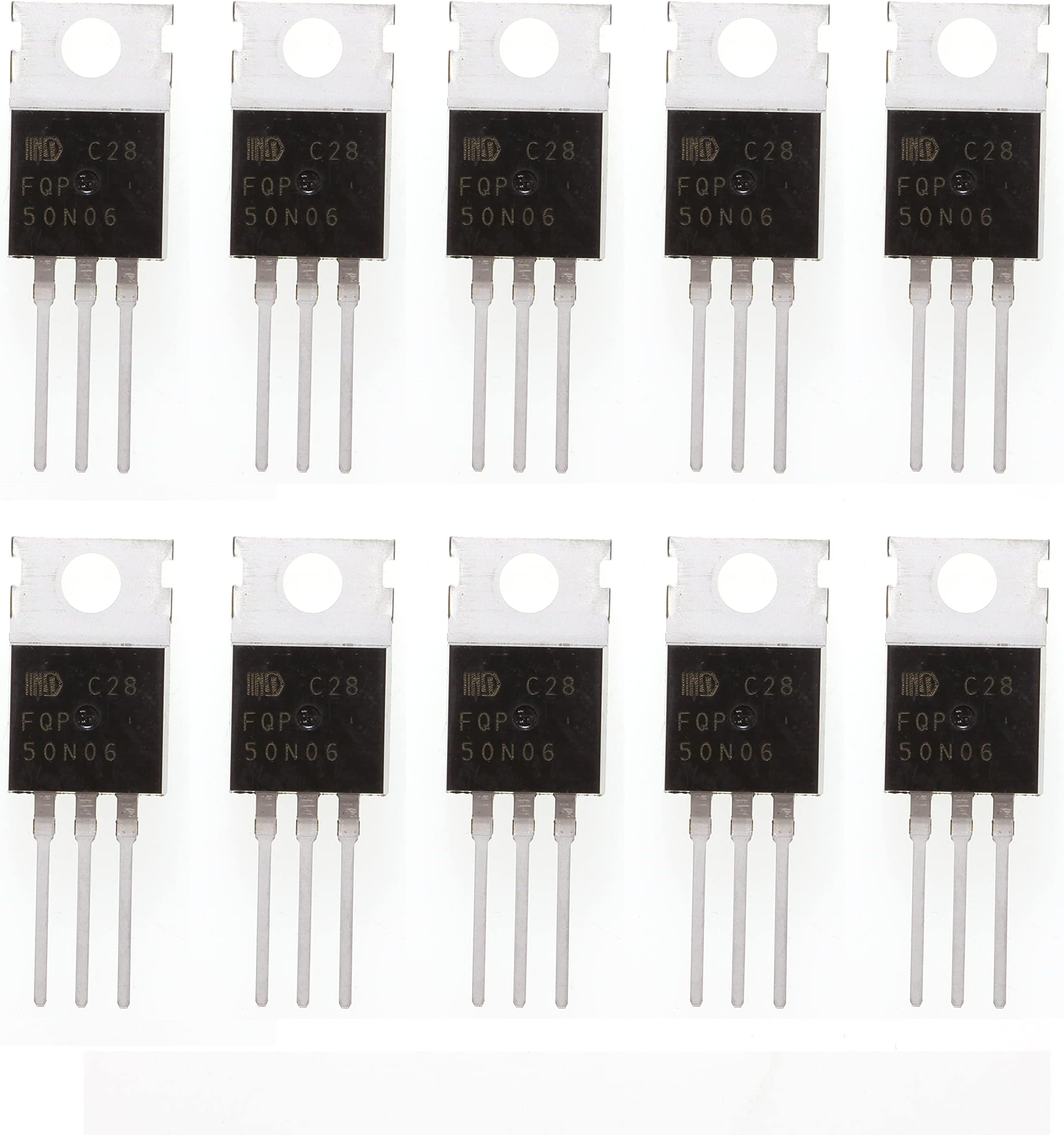 HUABAN 10 Pieces FQP50N06 50N06 Vdss=60V RDS(on)=0.022 ohm Id=50A TO220 Power N-Channel MOSFET Transistor