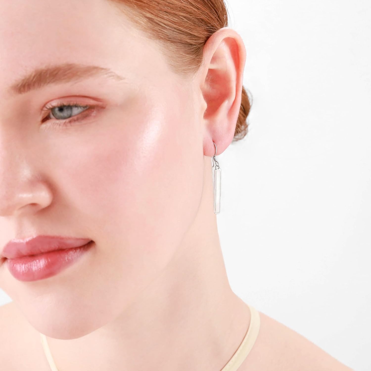 Silvershake Stone Inlay White Gold Plated or 18K Gold Plated 925 Sterling Silver Long Stick Dangle Hook Earrings Jewelry for Women