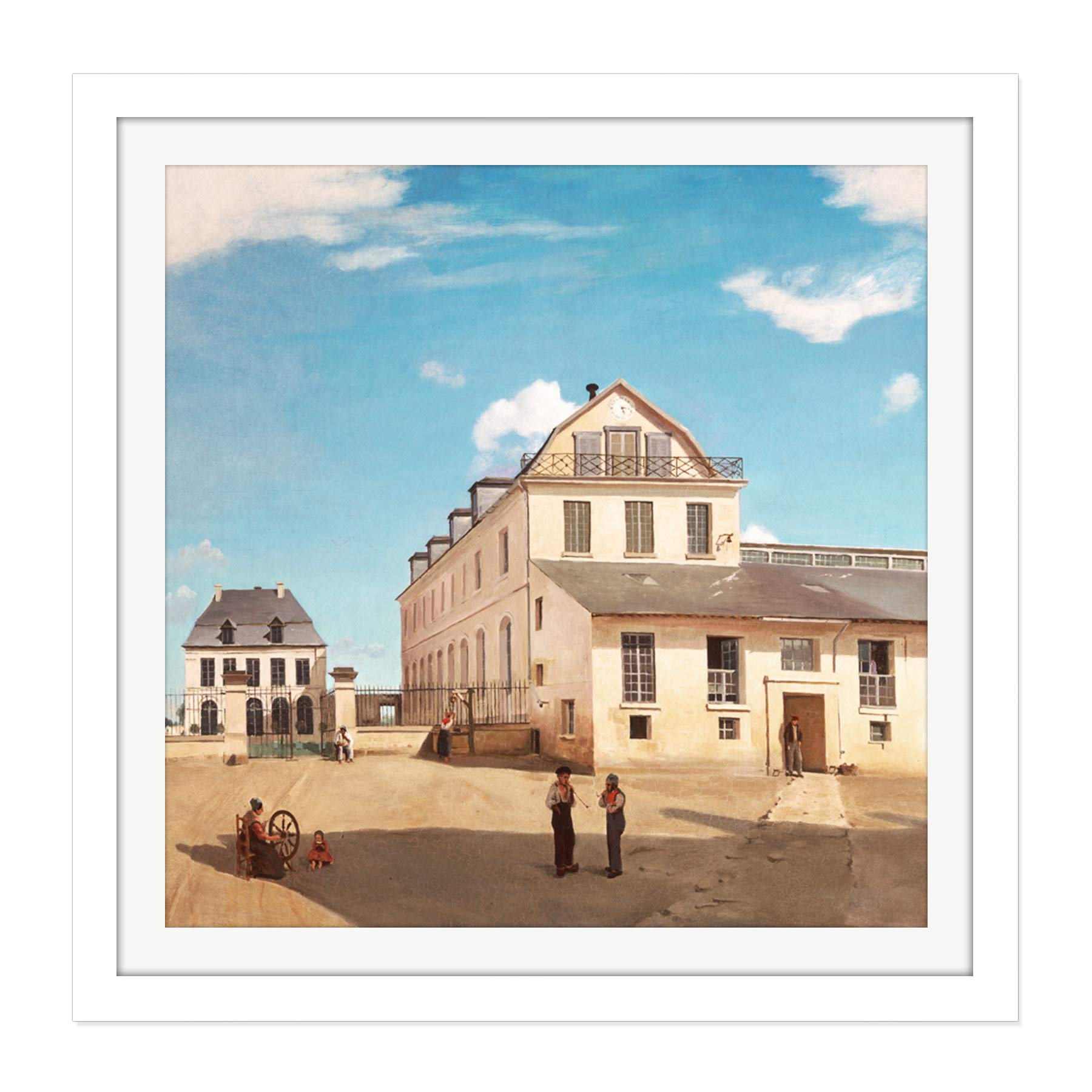 Jean Baptiste Camille Corot House And Factory Of Monsieur Henry Square Wooden Framed Wall Art Print Picture 16X16 Inch