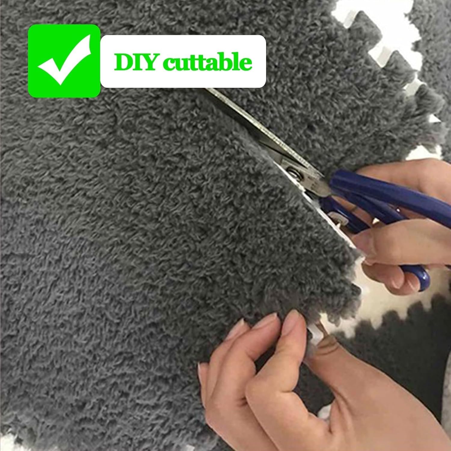 10pcs Large Size Interlocking Eva Foam Carpet Tiles, Puzzle Carpet Mats for Floor Fluffy Plush Foam Mat, Home Anti-Slip Bottom Home Decor(Brown+Gray)