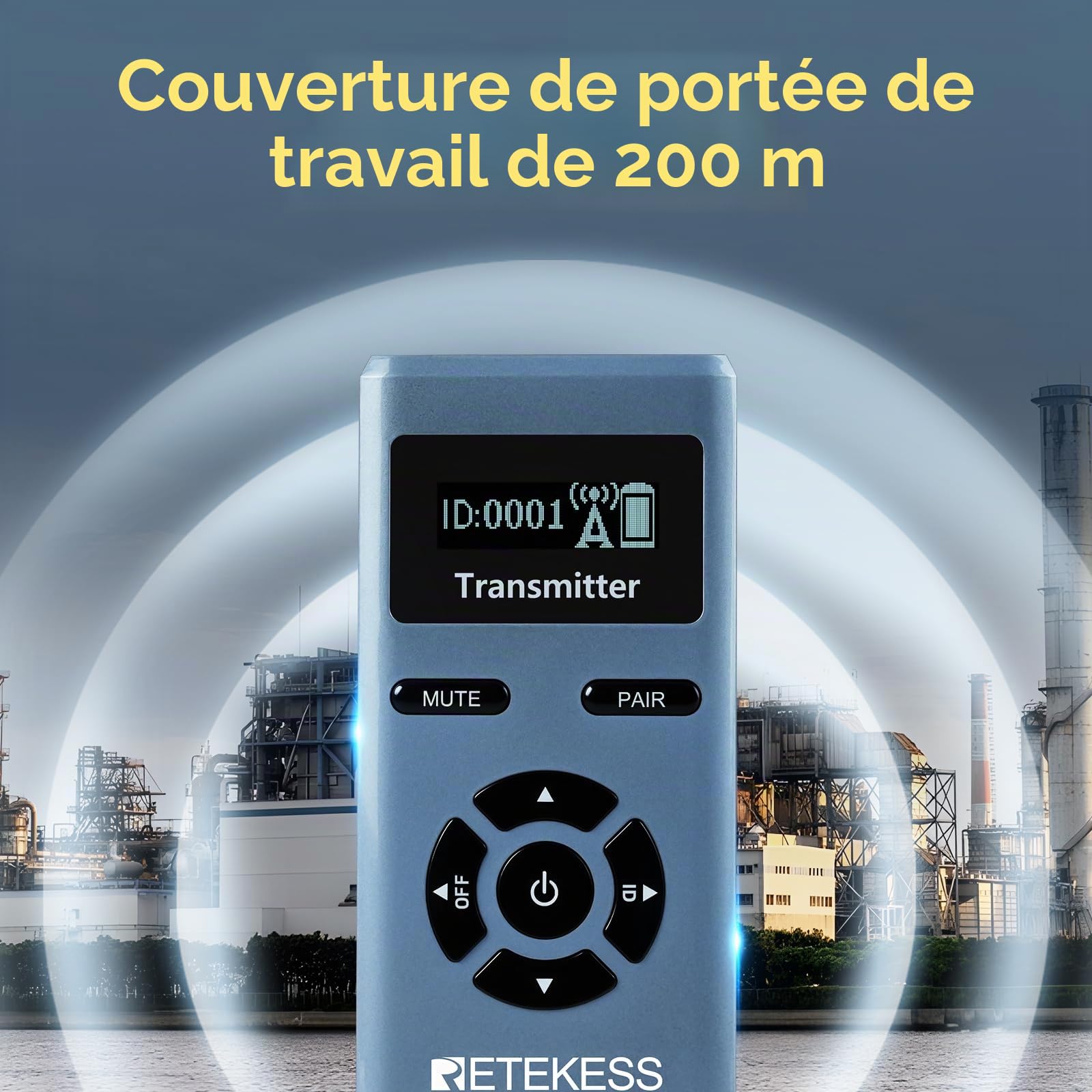 Retekess TT106S Système de Guide Touristique sans Fil, Récepteur à Crochet d'Oreille, 2.4G, Commande à Touche Unique, Port de Chargement USB, avec Sac de Rangement (2 Emetteurs, 20 Récepteurs)