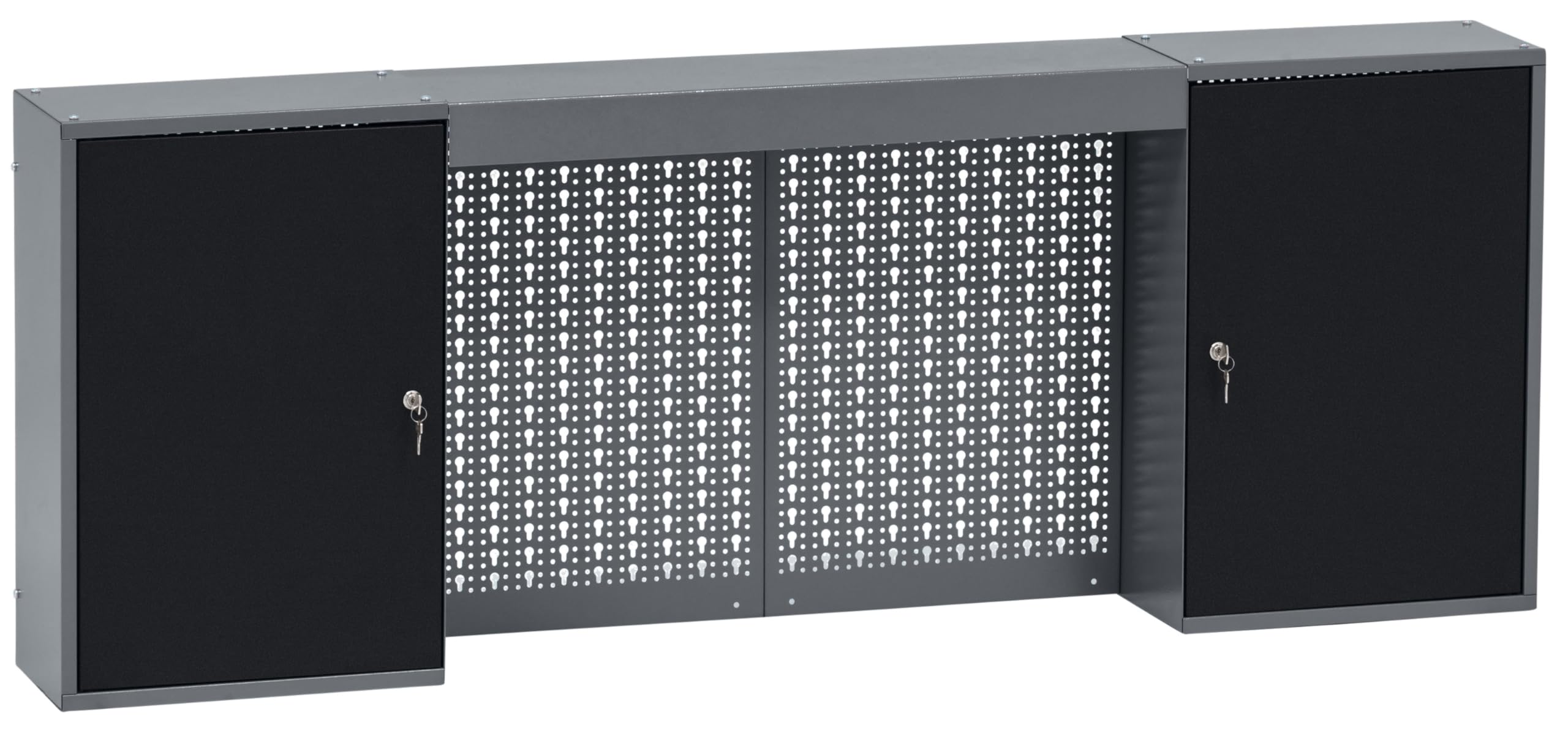 Küpper Hängeschrank 70409, 160 cm breit, inkl. Fachböden, verschließbare Türen und Lochrückwände (Schwarz)