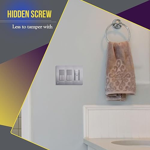 Miniatura 417 de ENERLITES SI8834-BK - Placa de pared decorativa sin tornillos, cubierta de enchufe segura, 4 entradas, 4.68 x 8.30 pulgadas (alto x largo), Negro