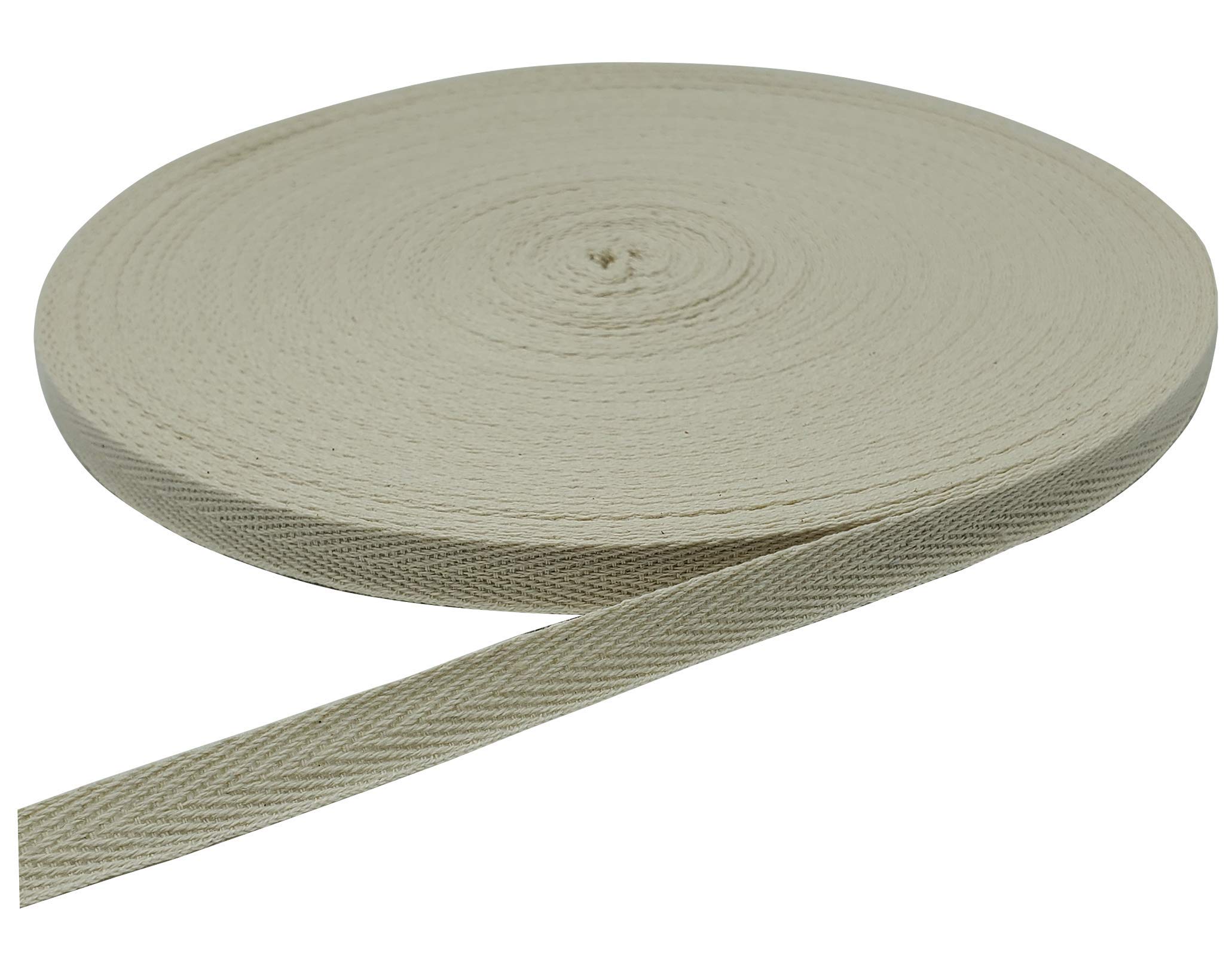 Cinta de espiga de 50 yardas, cinta de sarga de algodón para coser, cinta natural de encuadernación al bies para manualidades (beige, 3/8 pulgadas)