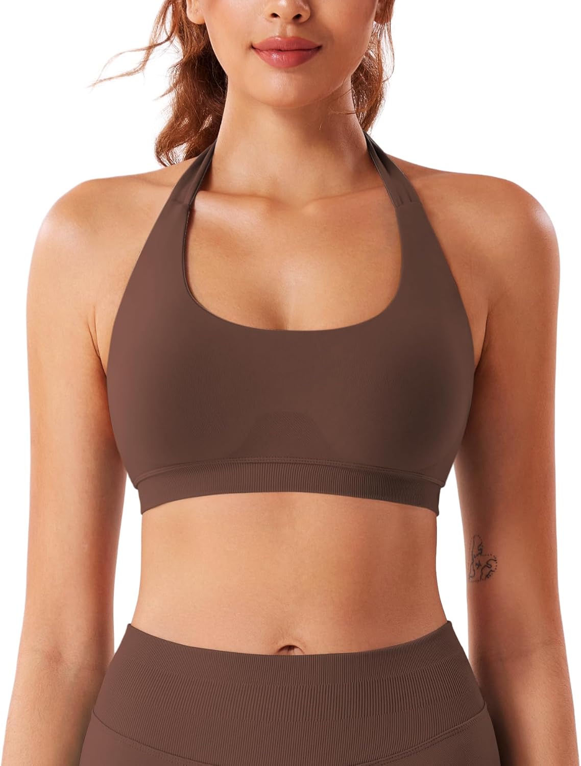 VOYJOY Women Workout Impact Bras Medium Low Support Halter Sports Bras Seamless Open Back Gym Padded Yoga Crop Top - Image 3