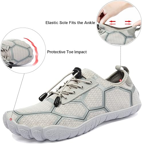 Miniatura 4 de Josaywin Zapatos de agua para hombre, de secado rápido, puntera ancha, calcetines ajustables para natación, playa, río, piscina, surf