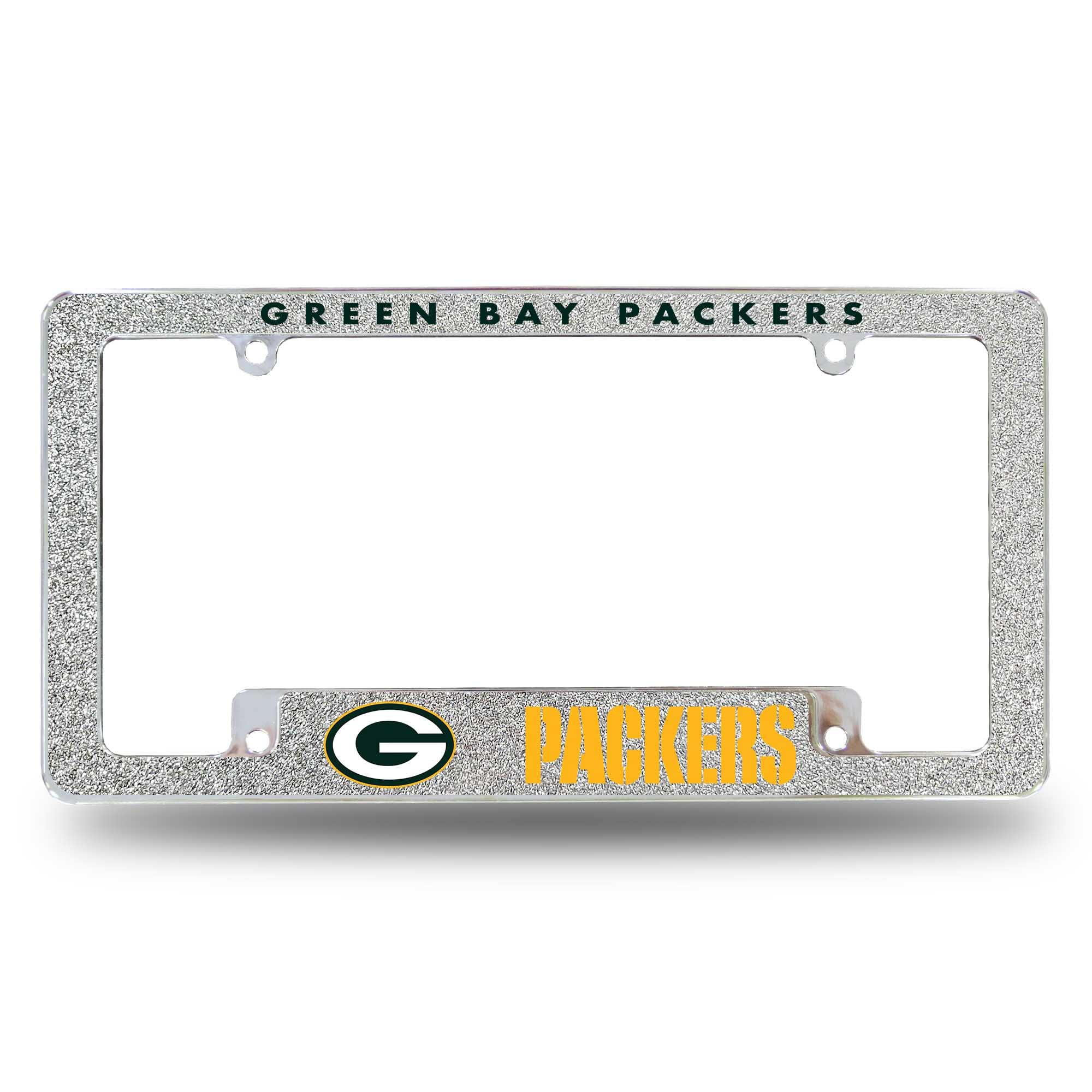 Rico Industries NFL Green Bay Packers Chrome All Over Automotive Bling License Plate Frame 12' x 6' Chrome All Over Automotive Bling License Plate Frame Design for Car/Truck/SUV