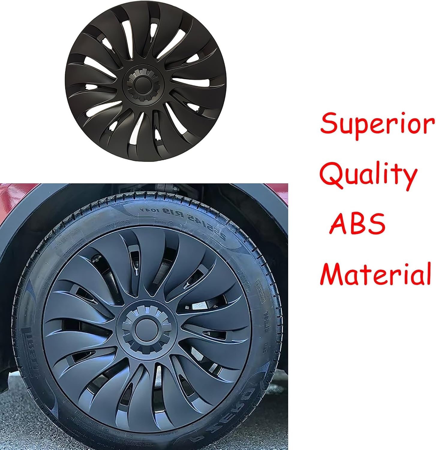19 inch wheel covers for tesla model y accessories 2020-2024 matte black abs material hubcaps replacement for tesla model y passenger side right 1pcs?storm style?