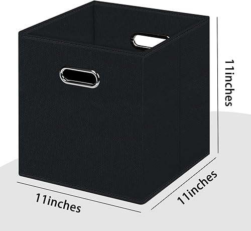 Miniatura 2 de Cubos de almacenamiento plegables negros, caja de almacenamiento de tela, cestas organizadoras con asas dobles para organizador del hogar (negro)