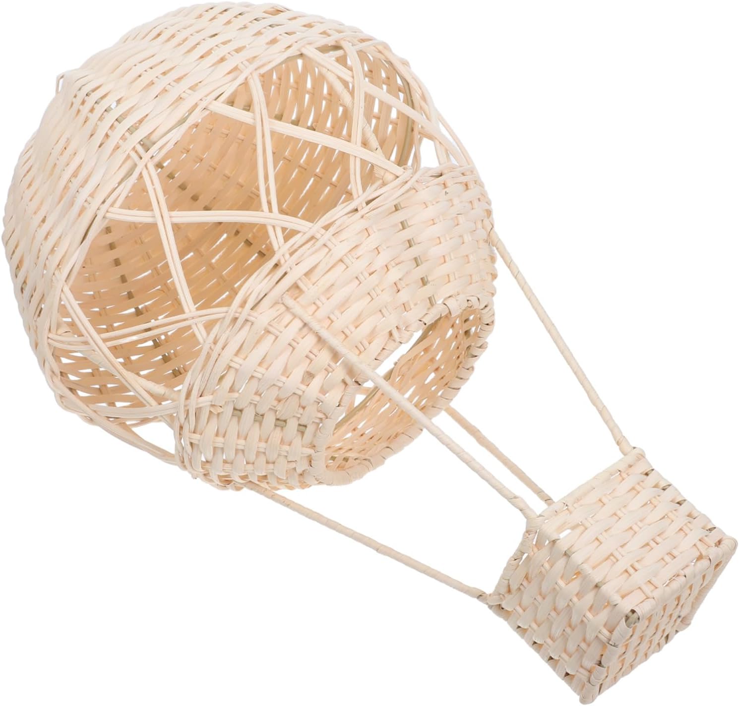 Luxshiny Handwoven Rattan Hot Air Balloon Lamp Shade Unique Wicker Wall Hanging Art for Boys and Girls Decoration Natural Boho Light Fixture for Home Decor