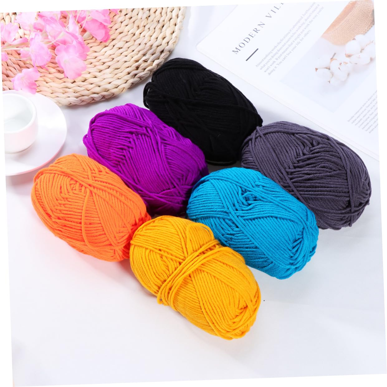 Artibetter Filato Di Cotone Al Latte 12 Pezzi Per Uncinetto e Maglieria, Filato Caldo e Morbido Per Cappelli e Sciarpe, Set Filo Cotone Per Lavori a Mano e Fai Da Te, Lavabile in Lavatrice