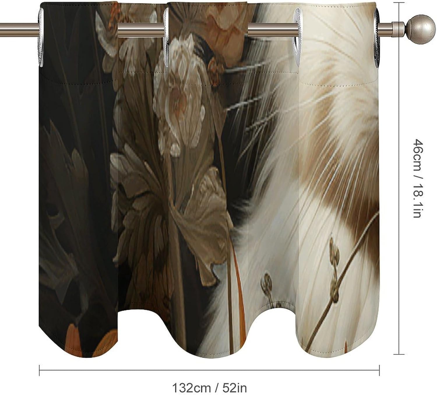 Rabbit and Flowers Valances for Window 2 Panels. Light Filtering Curtains Farmhouse Short Small Valance.Modern Curtains for Windows Living Room Kitchen Over Sink.