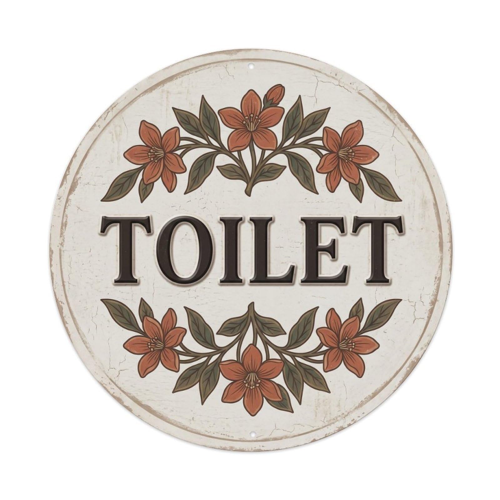 Okahys 8X8inch(20X20cm) Toilet(Wc) Signage Orange Blossom Vintage Metal Tin Sign
