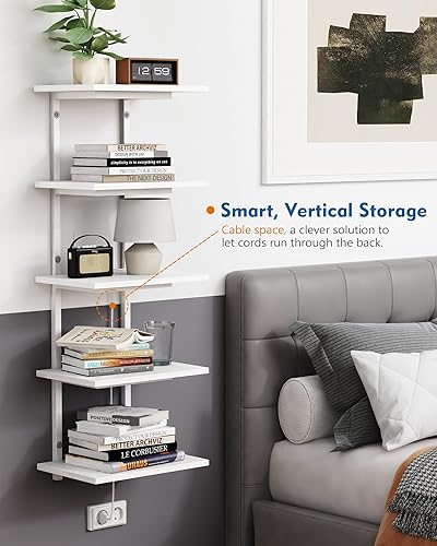 Miniatura 5 de Estantería de pared blanca de 5 niveles para exhibición de zapatos, estantería de pared con falta para dormitorio, estantes flotantes verticales