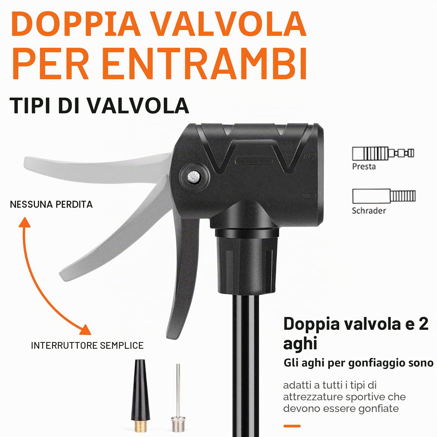 Pompa per bicicletta con manometro 11 bar/160 psi per strada, e-bike, MTB