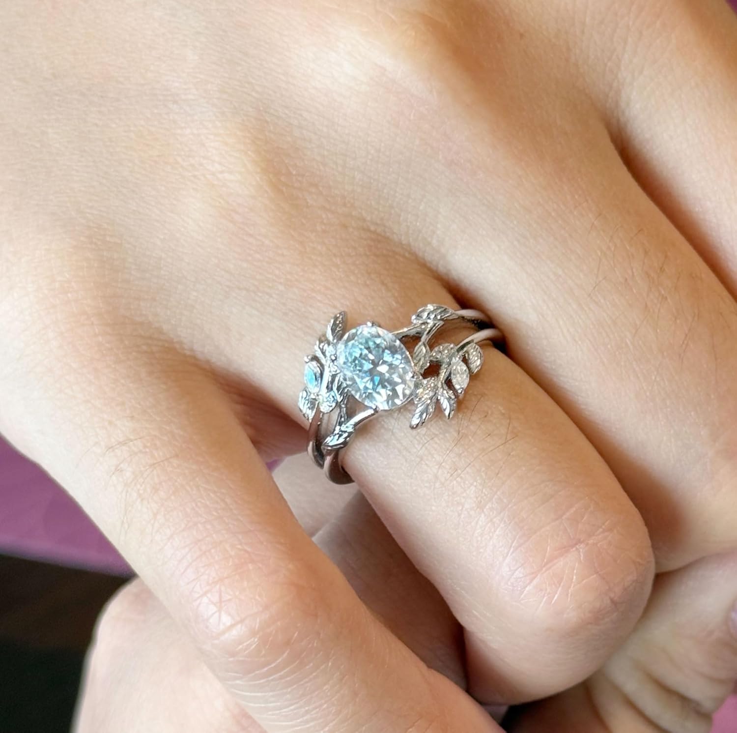 Moissanite Rings For Women, 1.55ct D Color VVS1 925 Sterling Silver Ring Oval Cut Engagement Promise Ring for Women Size 6-9 - Image 2