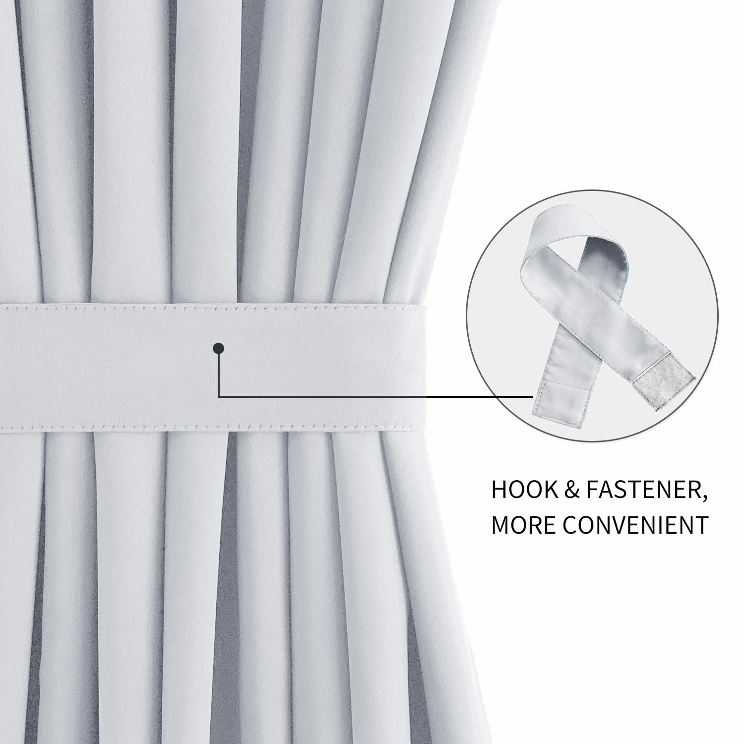 DWCN Rod Door Curtains, Polyester & Polyester Blend, Greyish White, 25 x 72, W 25" x L 72" (1 Panels) - Image 2