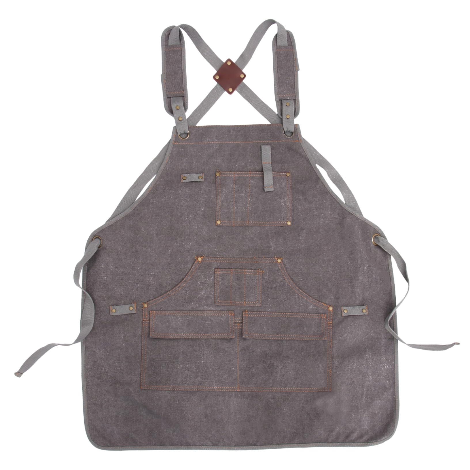 Delantal de lona gruesa para carpintería con bolsillos funcionales color gris resistente 8