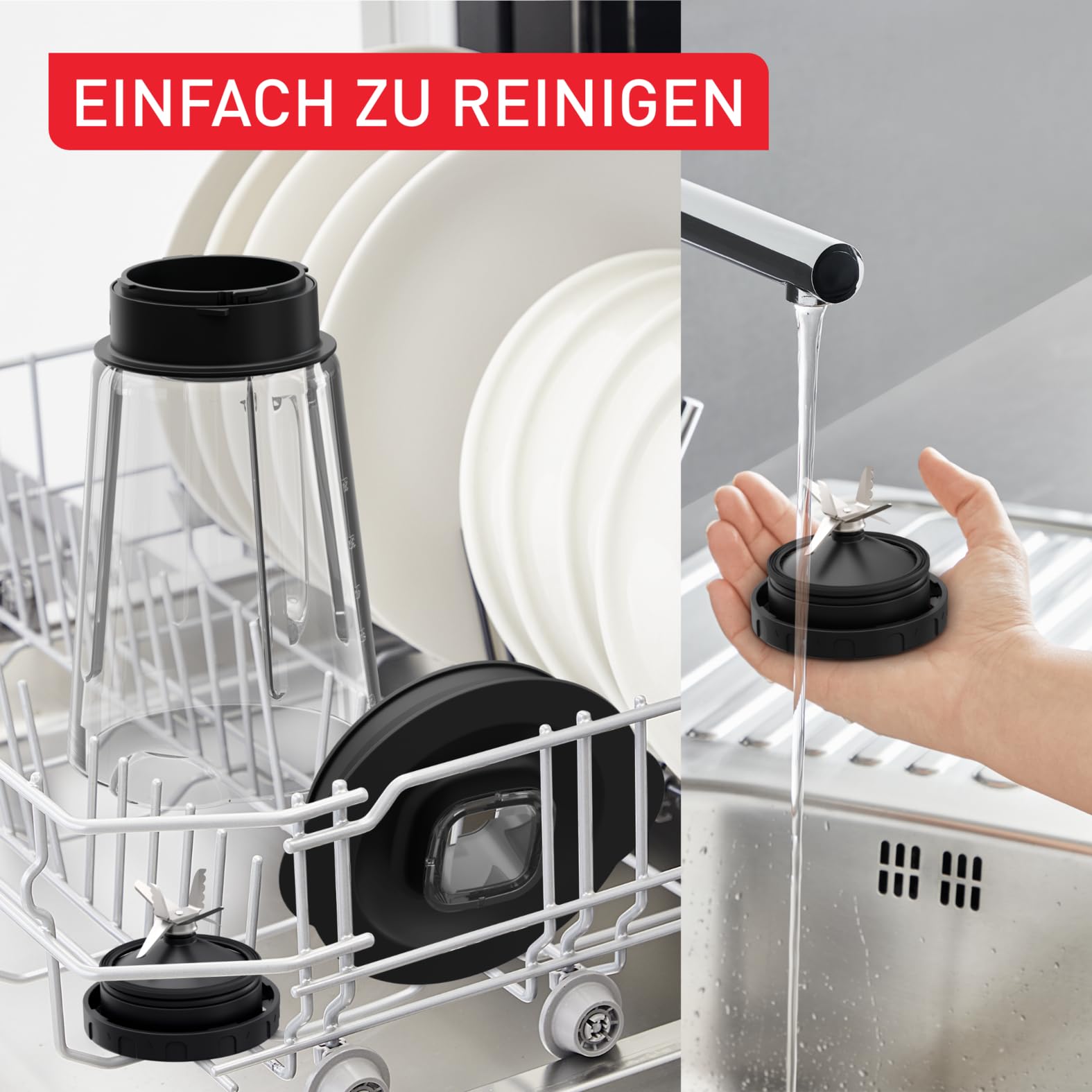 Tefal PerfectMix Essential Hochgeschwindigkeits-Standmixer, stufenlos einstellbare Geschwindigkeit, Pulsfunktion, abnehmbare Powelix-Klingen, hitzebeständiger 2 l Glasbehälter, 1200 W, Grau, BL771BF0