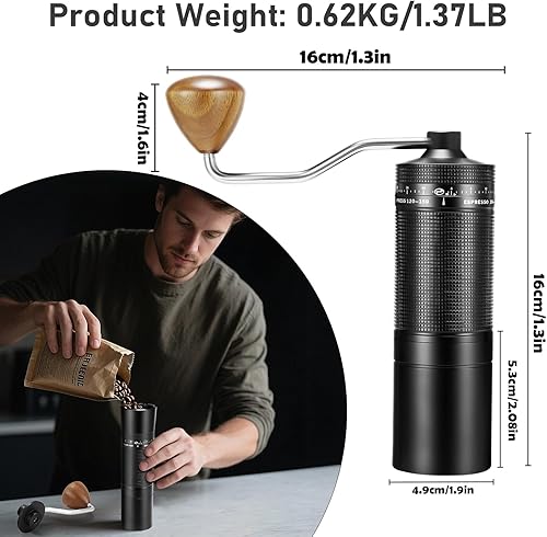 Miniatura 7 de Molinillo de café manual, ajuste externo de grosor ajustable, molinillo de manivela portátil para viajes, oficina, uso doméstico, regalo para los