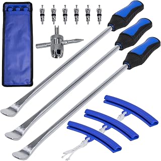 Y.A. LOTUS 14.5" Steel Tire Spoons Kit: Motorcycle Dirt Bike Lawn Tractor Bike Tire Changer Tools w/ Rim Protectors Valve Cores