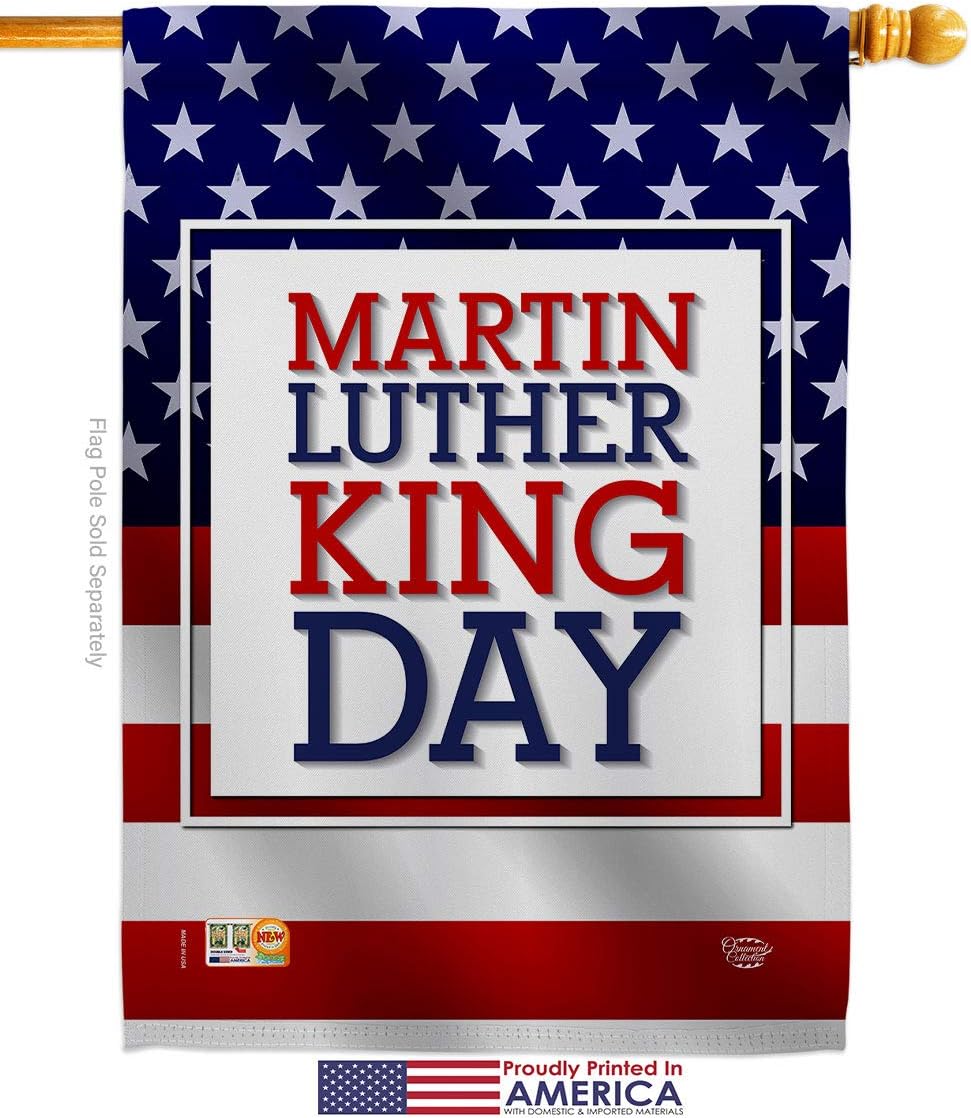 MLK Day House Flag Dowel Set Black History Martin Luther King Civil Right Stars United State American Small Decorative Gift Yard Banner Made In USA 28 X 40