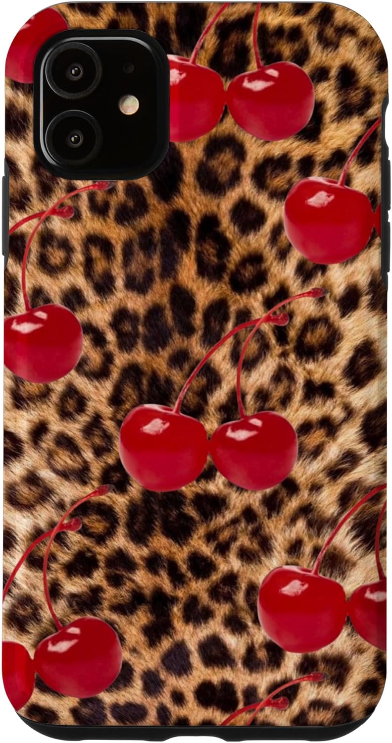 Cherry cheetah Case for iPhone 15