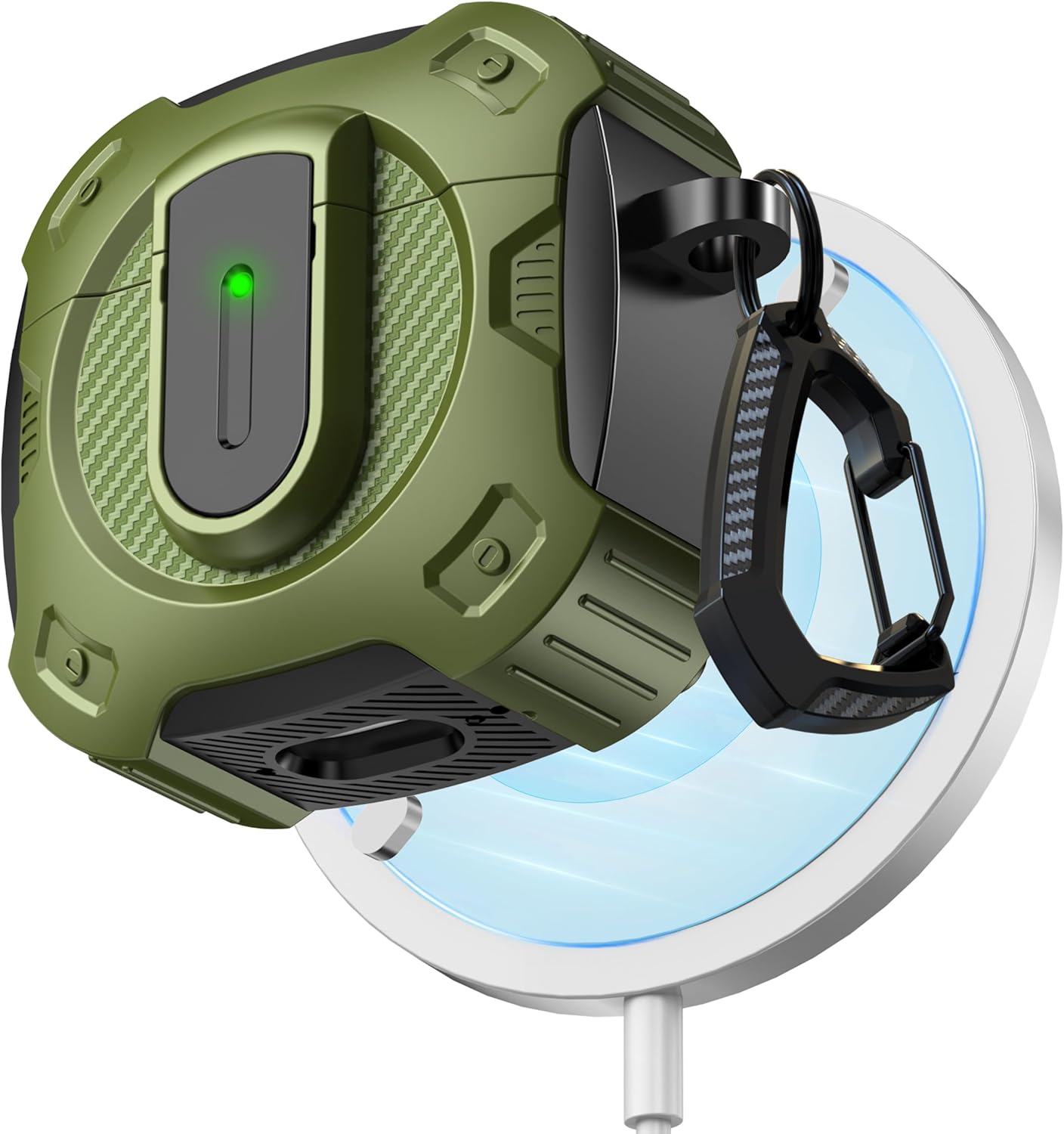 RFUNGUANGO for AirPods 4th Generation Case, 2024 New Space Theme Case. Compatible with AirPods 4th Generation, with Locking Feature, Military Grade Drop Protection, Works with MagSafe.[Green]