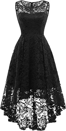 MUADRESS Women's Elegant Floral Lace Dress Sleeveless Hi-Lo Cocktail Dress
