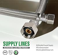 Vista 2 de Manguera trenzada para lavabo, conector hembra, ajuste de compresión (49328)