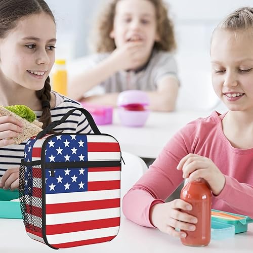 Miniatura 6 de Grunge American Flag Trump - Lonchera aislada para mujereshombresniñasniños, con asa desmontable, bolsa de comida