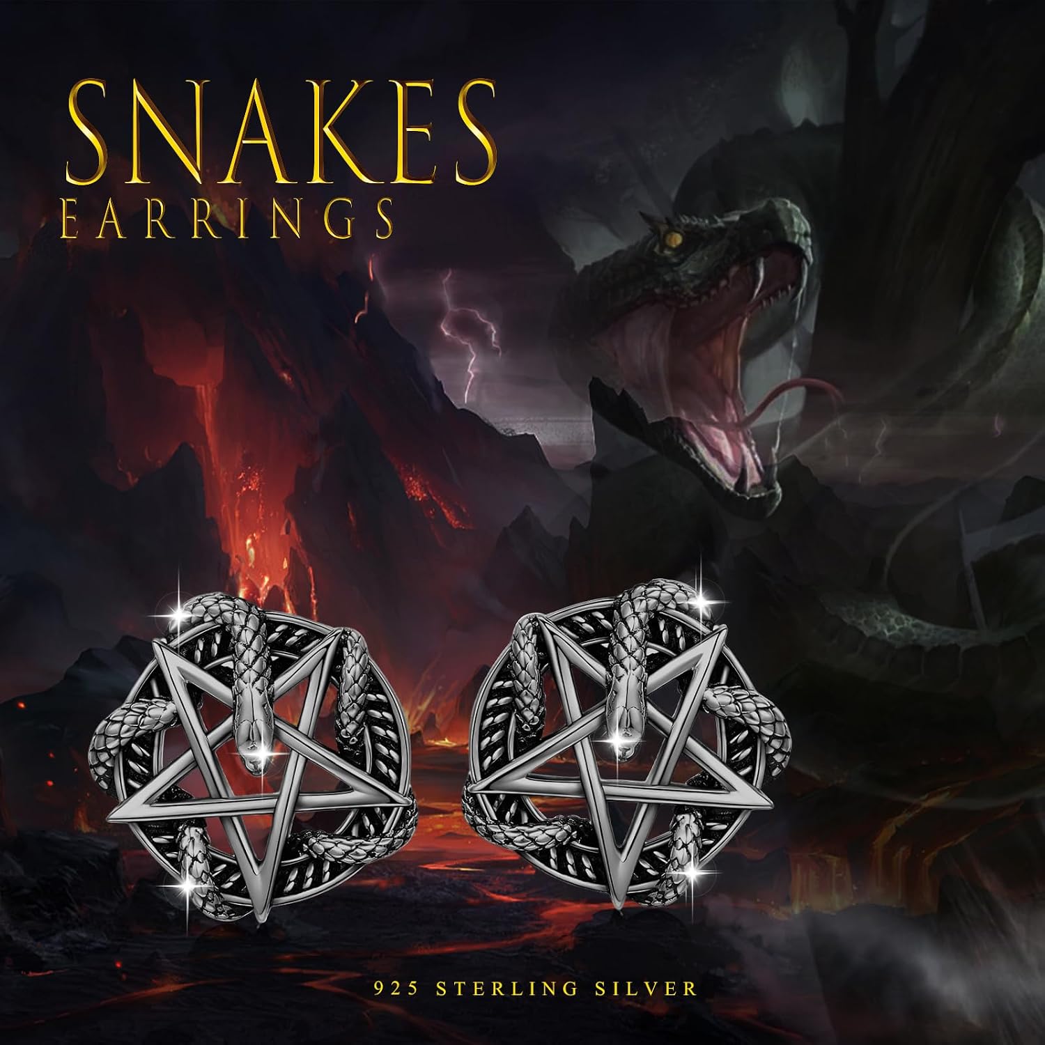 Snake Earrings for Women Men 925 Sterling Silver Vintage Snake Drop Earrings Pagan Amulet Jewelry Gifts for Women Men