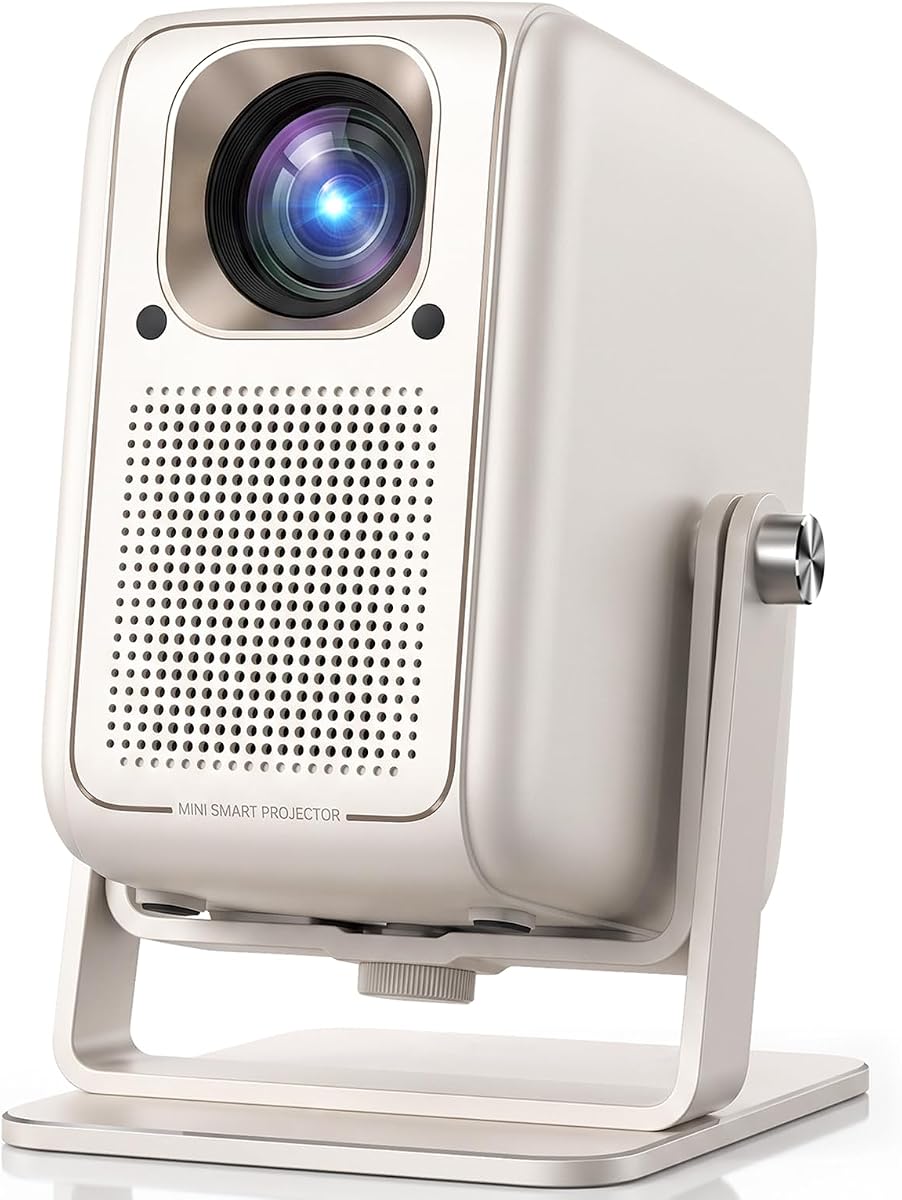 OBE 650 ISO Lumens Smart Projector with WIFI and Bluetooth,Video Projectors | 4K Support, 2 Speakers, 1s Auto Focus/Keystone, Built in Apps, Noise<26dB, 1080P FHD, All-Glass Lens, 210°Gimbal, HDMI & USB