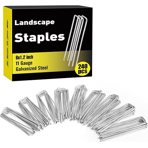HongWay 240 Pack Landscape Staples 6 Inch, Galvanized Garden Stakes