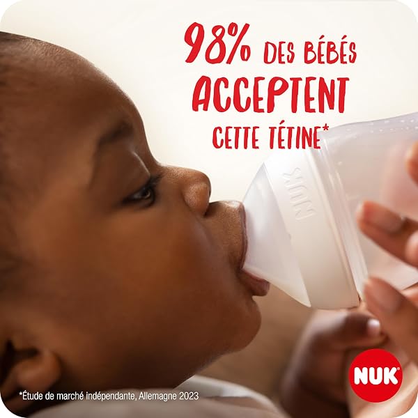 NUK Perfect Match Set de biberons | 0-6+ mois | S’adapte au palais de bébé | 4 biberons anti-coliques, tétine, goupillon et plus encore | 7 pièces - 3