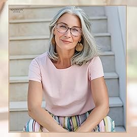 Madison Avenue Square Vintage TR90 Blue Light Blocking Reading Glasses for Women with Case, Anti Glare/Eyestrain Computer Readers Brown Demi +1.5