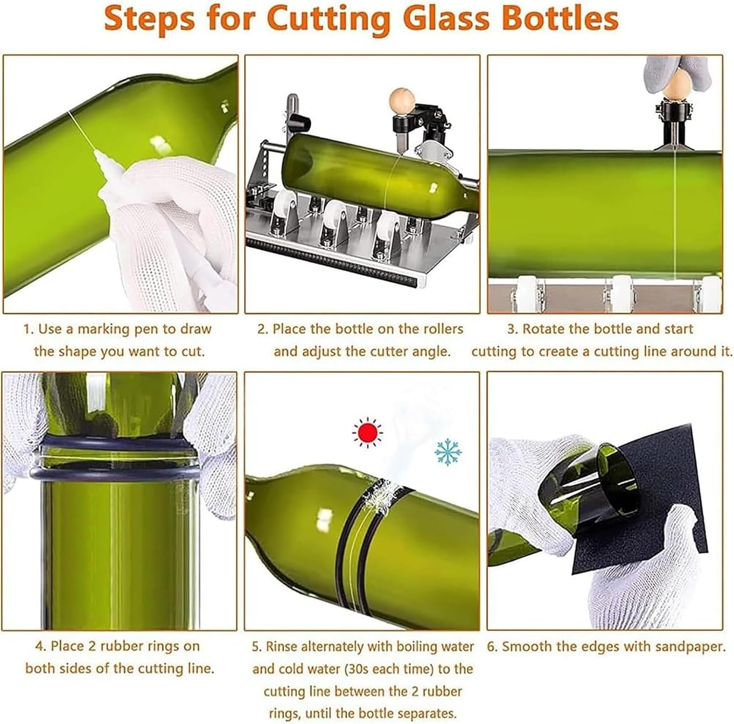 Professional Glass Cutting Tools, DIY Glass Bottle Cutting kit, Suitable for Various Shapes of Glass Bottles
