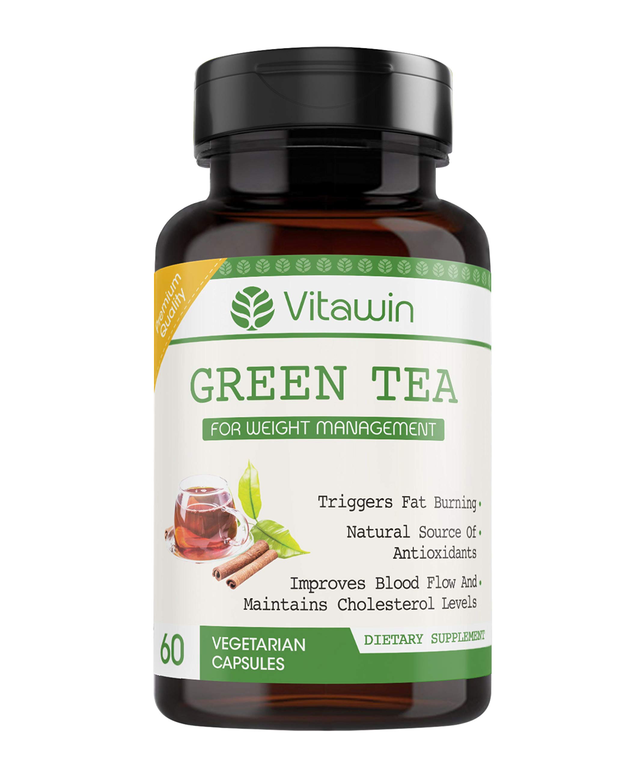GREEN TEA Capsules for Weight Management, Fat Loss & Best Anti-Oxidant Support, Pure Natural Herbal Supplement, 60 Capsules-image-36
