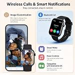Smart Watch for Men Women, Bluetooth Calling, 1.85" HD Touch Screen Fitness Tracker, 140+ Sports Modes, Heart Rate Sleep Monitor, DIY Dial, IP68 Waterproof, Compatible with Android & iOS(Black)