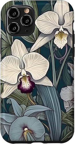 Funda para iPhone 11 Pro con diseño de orquídeas de jardín botáni